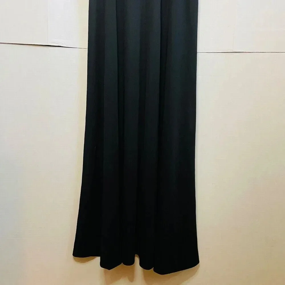 Vintage 70s R&K Knits Women's Gown - Maxi Black Pleated Formal Party Dress